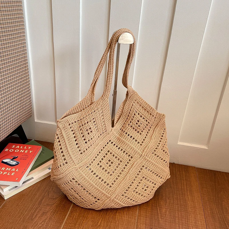 Garn-Aushöhl-Design Große Kapazität Schultertaschen Sommer Neue Damenhandtaschen Lässige Weiche Vielseitige Damenhandtaschen