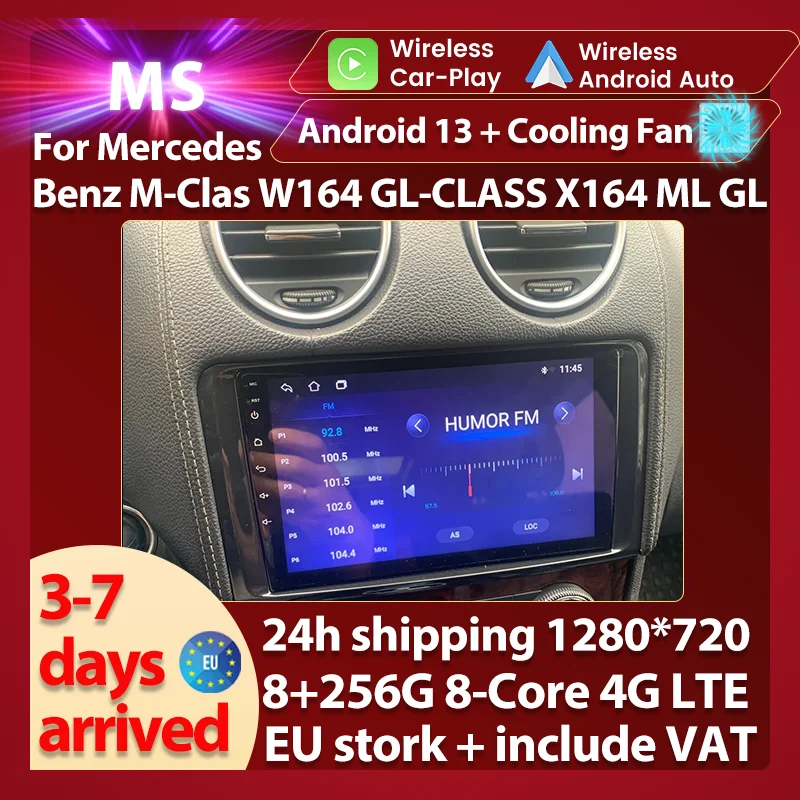 Android 13 Car Radio Multimedia Video Player Stereo DSP GPS for Mercedes ML W164 GL GL320 ML350 ML500 X164 GL350 GL450 2005-2009