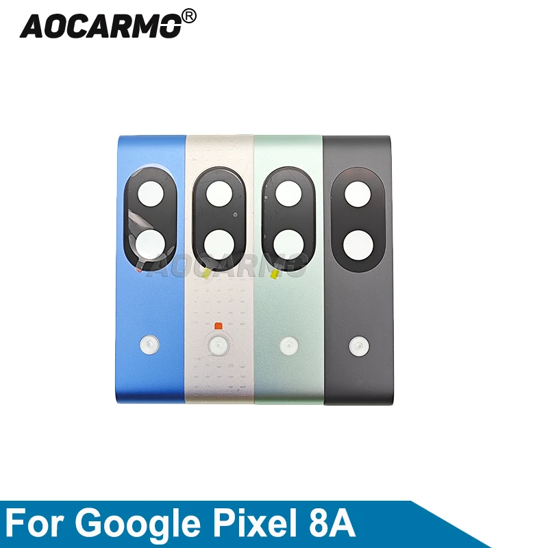 Aocarmo For Google Pixel 8A Rear Back Camera Lens With Frame Blue Black White Black Replacement Part