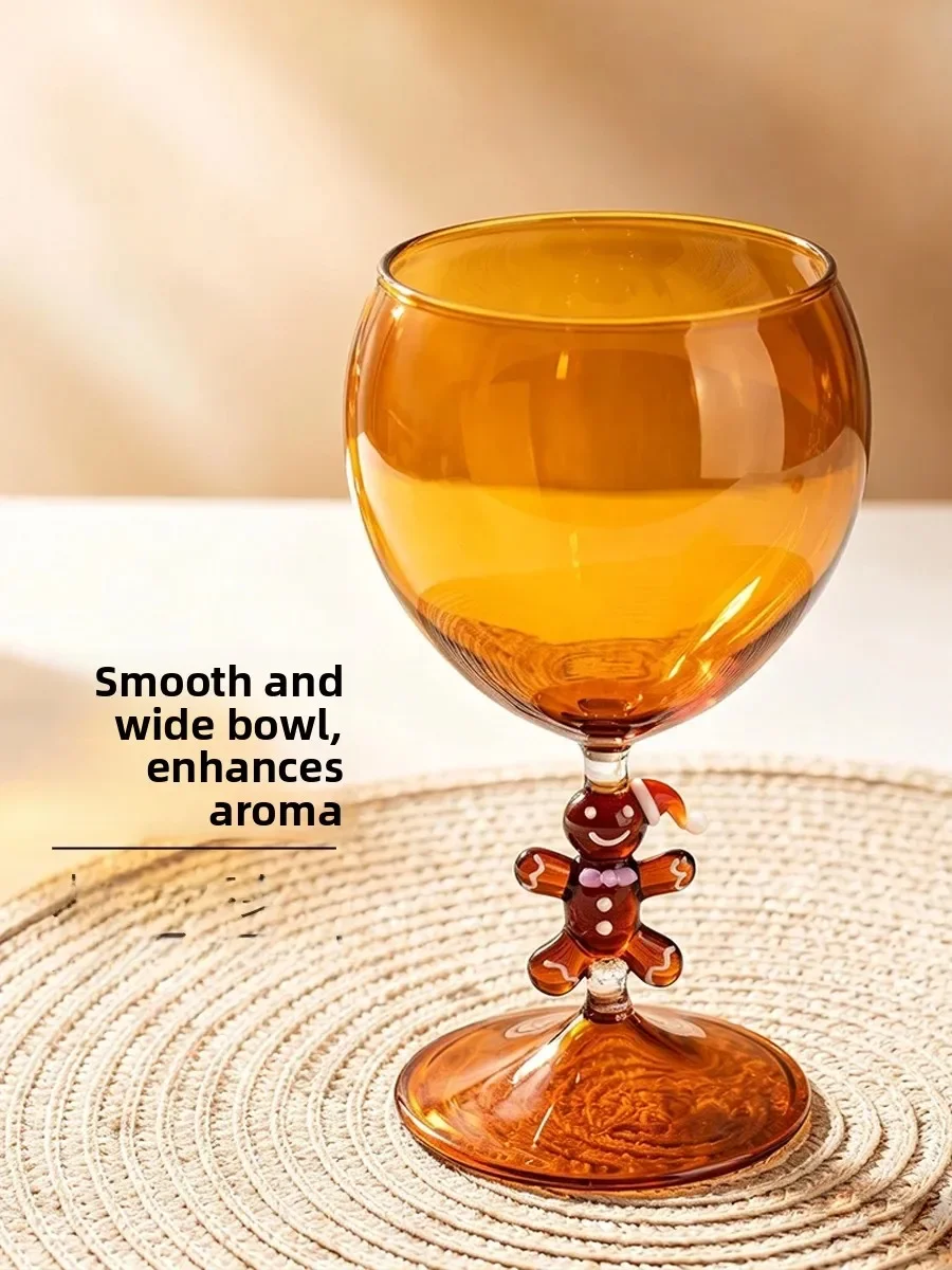 Creative Gingerbread Man Glass Red Wine Cup Unique Design Cartoon Style Christmas Wine Glass Home Use Wine Utensils