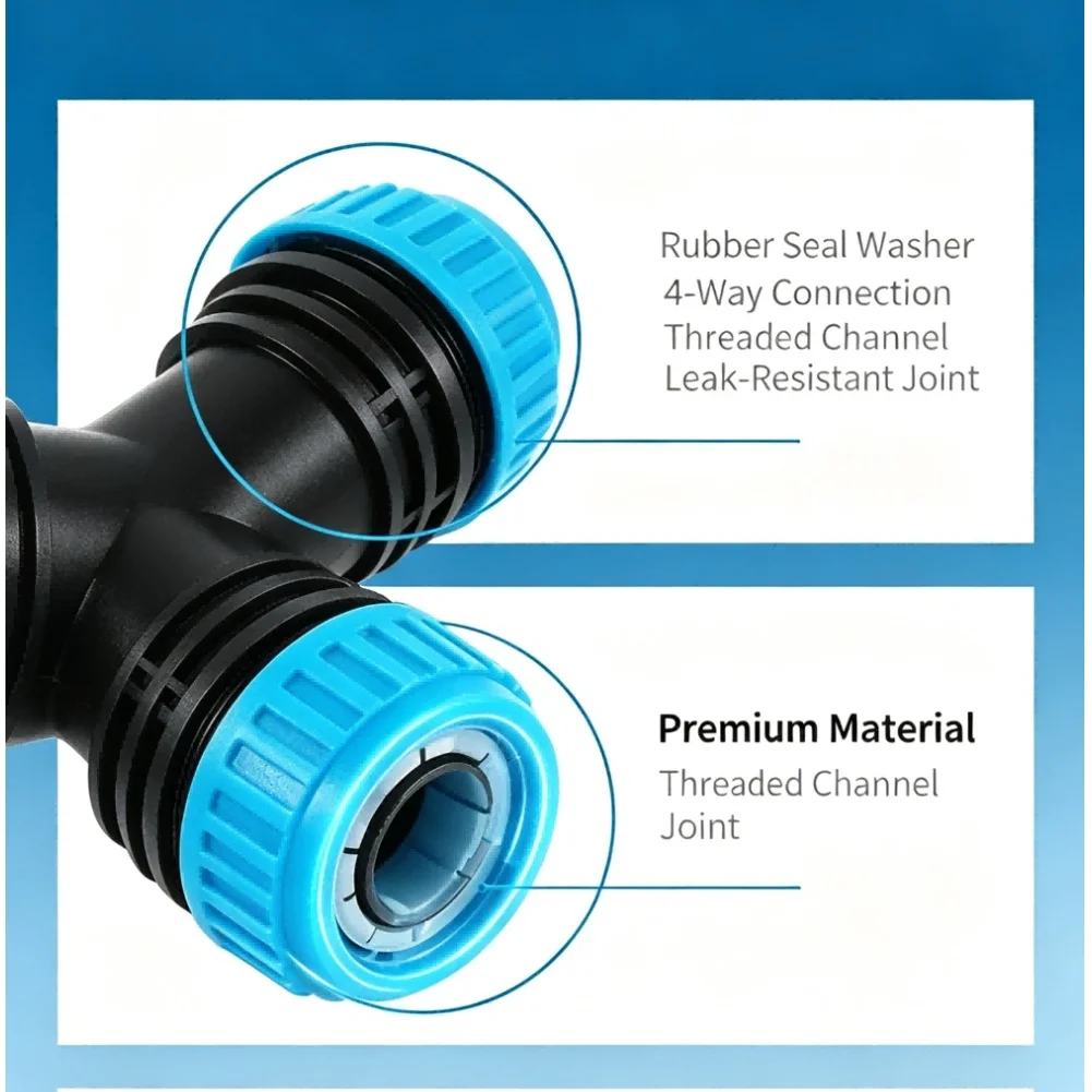 Quarter Tee Connector ABS Plastic for Water Pipe Extensions Irrigation Hose Splitter Leak Sealing Gasket Quarter