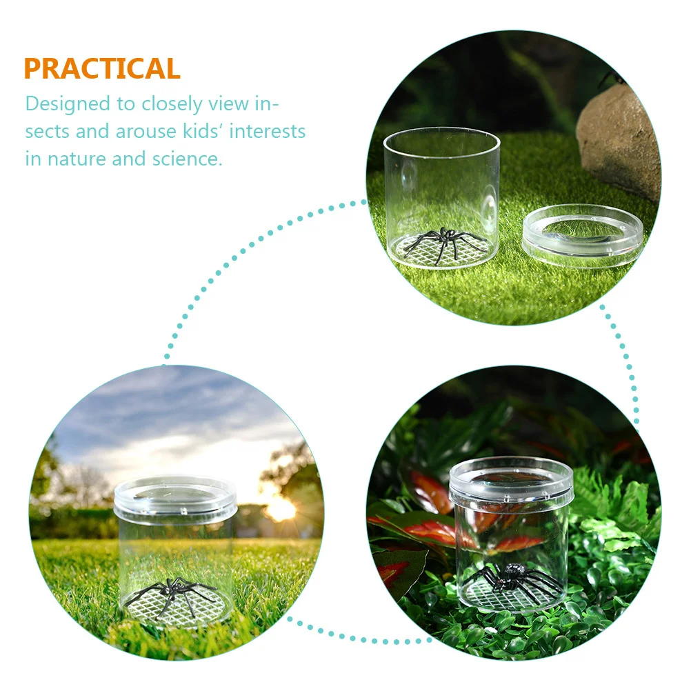 

12pcs Insect Observation Cup Magnifying Viewer Transparent Container For Kids Science Teaching Tool Measuring Grid Durable