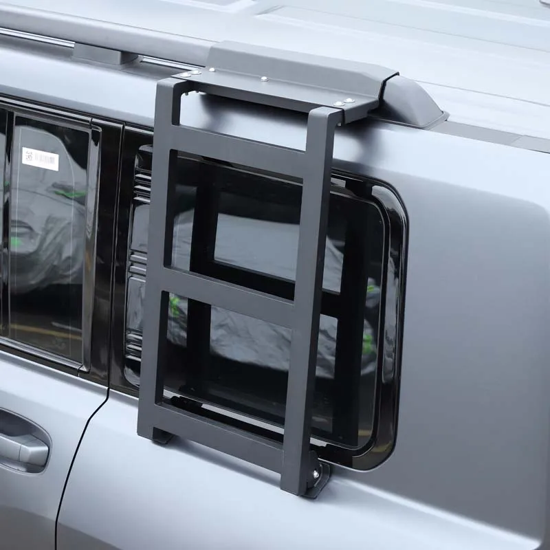 

For Haval H9 2024 Aluminum Alloy Black Car Rear Tailgate Ladder Roof Climbing Ladder Car Accessories