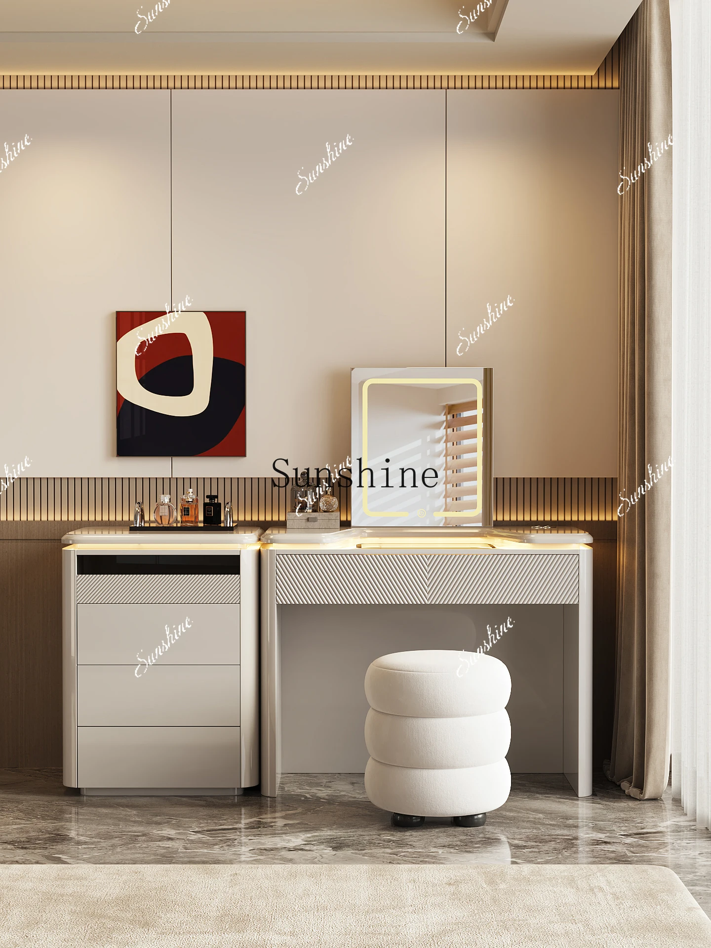 

Italian light luxury high-end lifting dresser, integrated bedroom storage, jewelry cabinetP