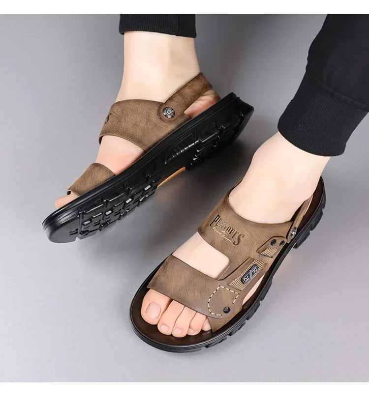 Modische Herren-Sandalen mit weicher Sohle für den Sommer, Outdoor-Doppelnutzung, bequem, strapazierfähig, atmungsaktiv, Strandschuhe-HW80193 – Detail 3