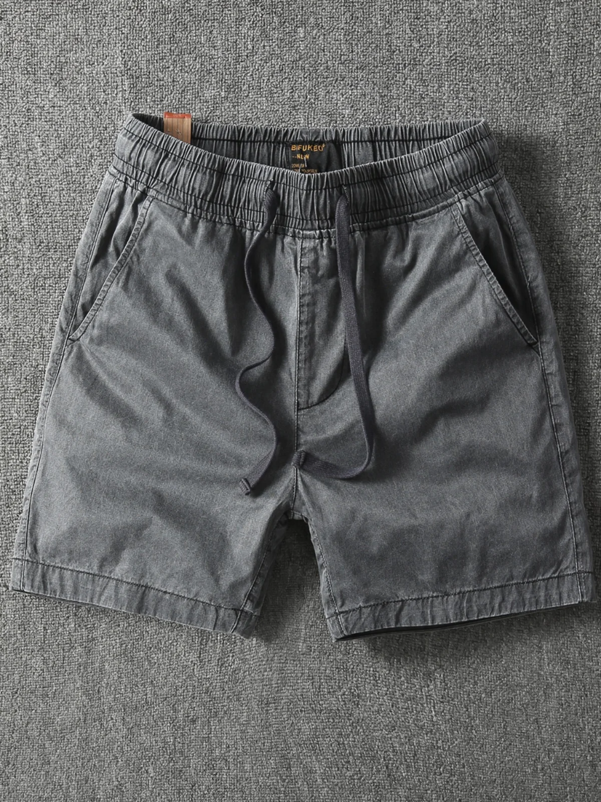 Retro American Washed Drawstring Elastic Casual Shorts Men Summer Three Quarter Ultra Short Running Pants Loose Fit Youth Style