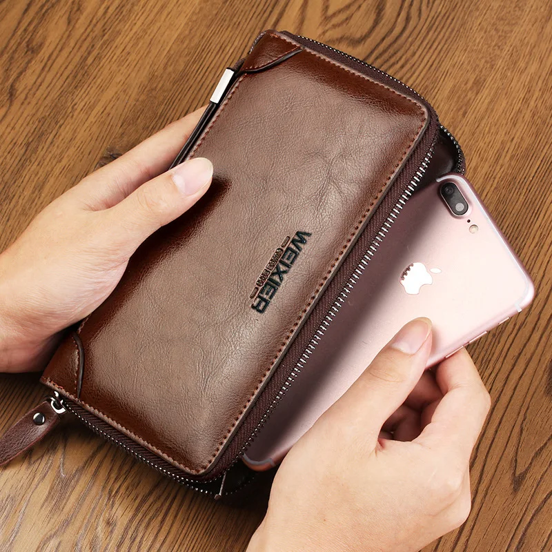 New Genuine Leather Men Clutch Bags Wallets Leather Men Bags Wallet Leather Long Wallet with Coin Pocket Men Purse Wallet Women