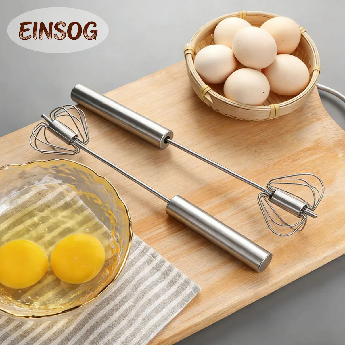 Batidora de huevos Manual con resorte de acero inoxidable, batidora de huevos, licuadora de crema de miel, herramientas para hornear, batidor a presión Manual, accesorios de cocina