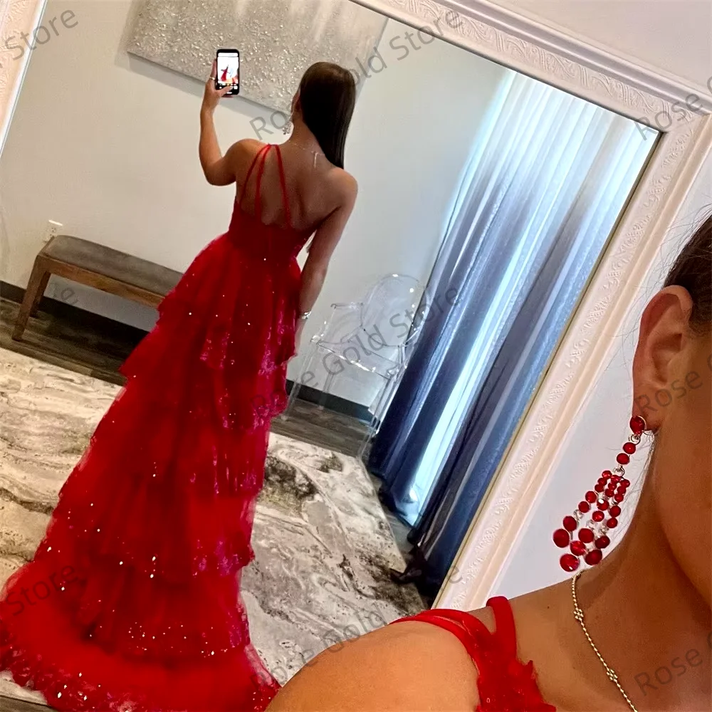 Wine Red Prom Dresses Classic Lace Sequins Evening Dress Sleeveless One Shoulder Side Split Party vestidos de Fiesta Customized