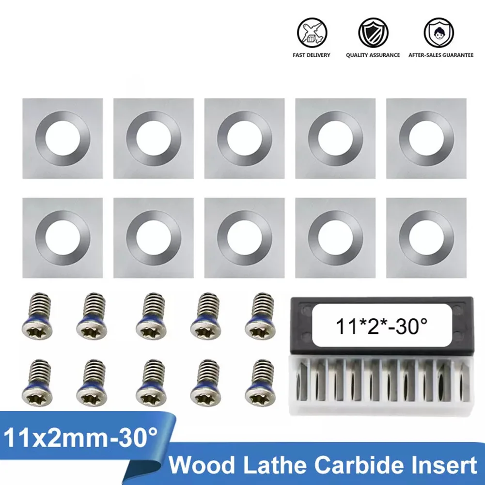 

21 In 1 Square Carbide Inserts Wood Planer Cutter With Wrench Screws For Wood Turning Work 11×11×2.0mm Lathe Tools