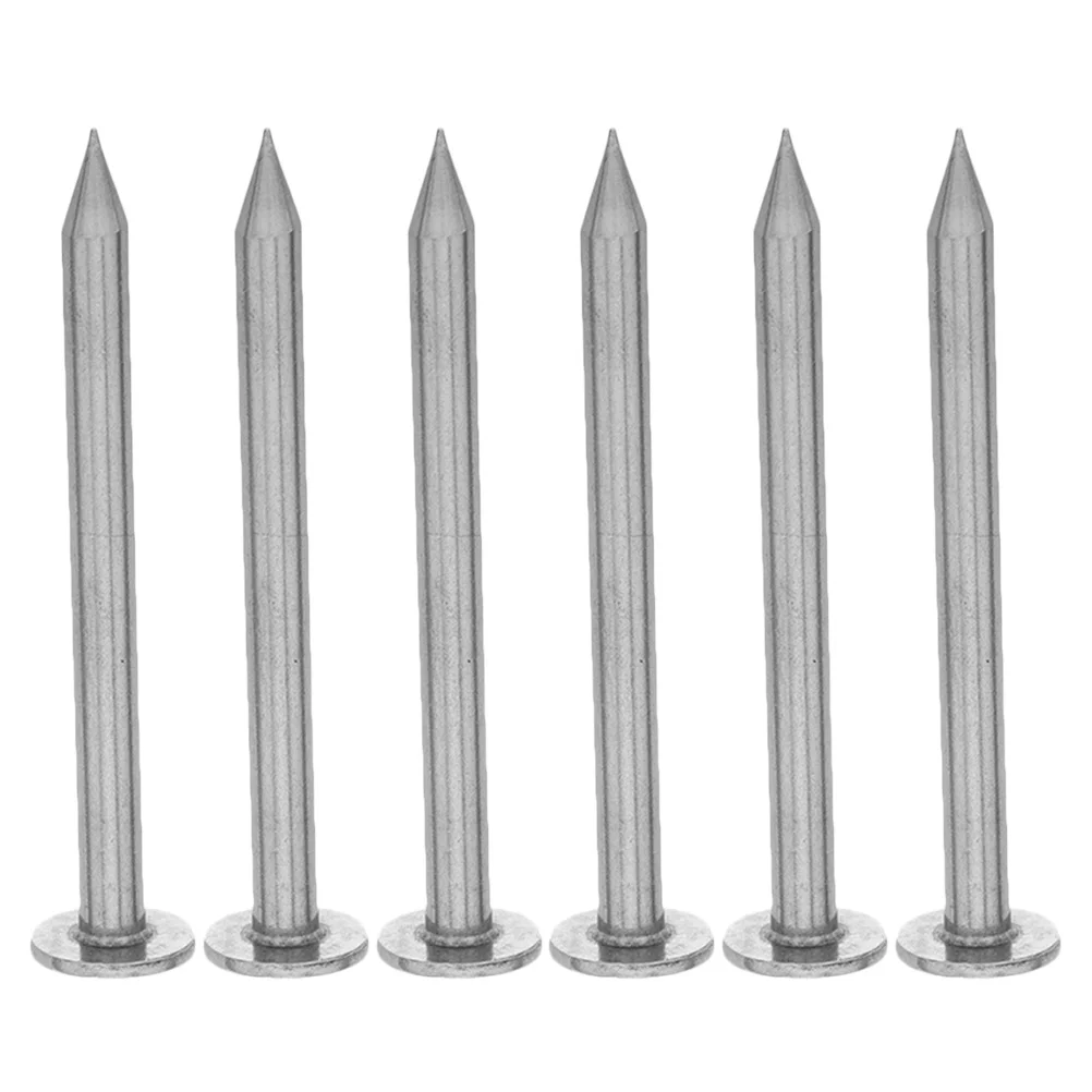 

6Pcs Flat Head Survey Nails Stainless Steel Low Profile Property Line Markers Stakes Heavy Duty Survey Stakes for Construction
