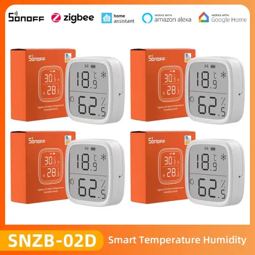 SONOFF-Sensor de temperatura y humedad, Monitor Zigbee, Kits de automatización del hogar inteligente, compatible con EWeLink, Alexa, Google, IFTTT, SNZB-02/02D/02P