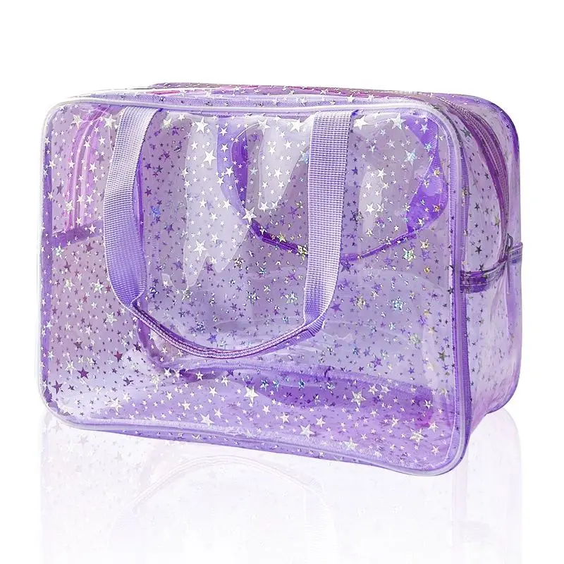 Iridescent star-patterned waterproof cosmetic bag, portable, large capacity, high-end travel toiletry bag, storage bag