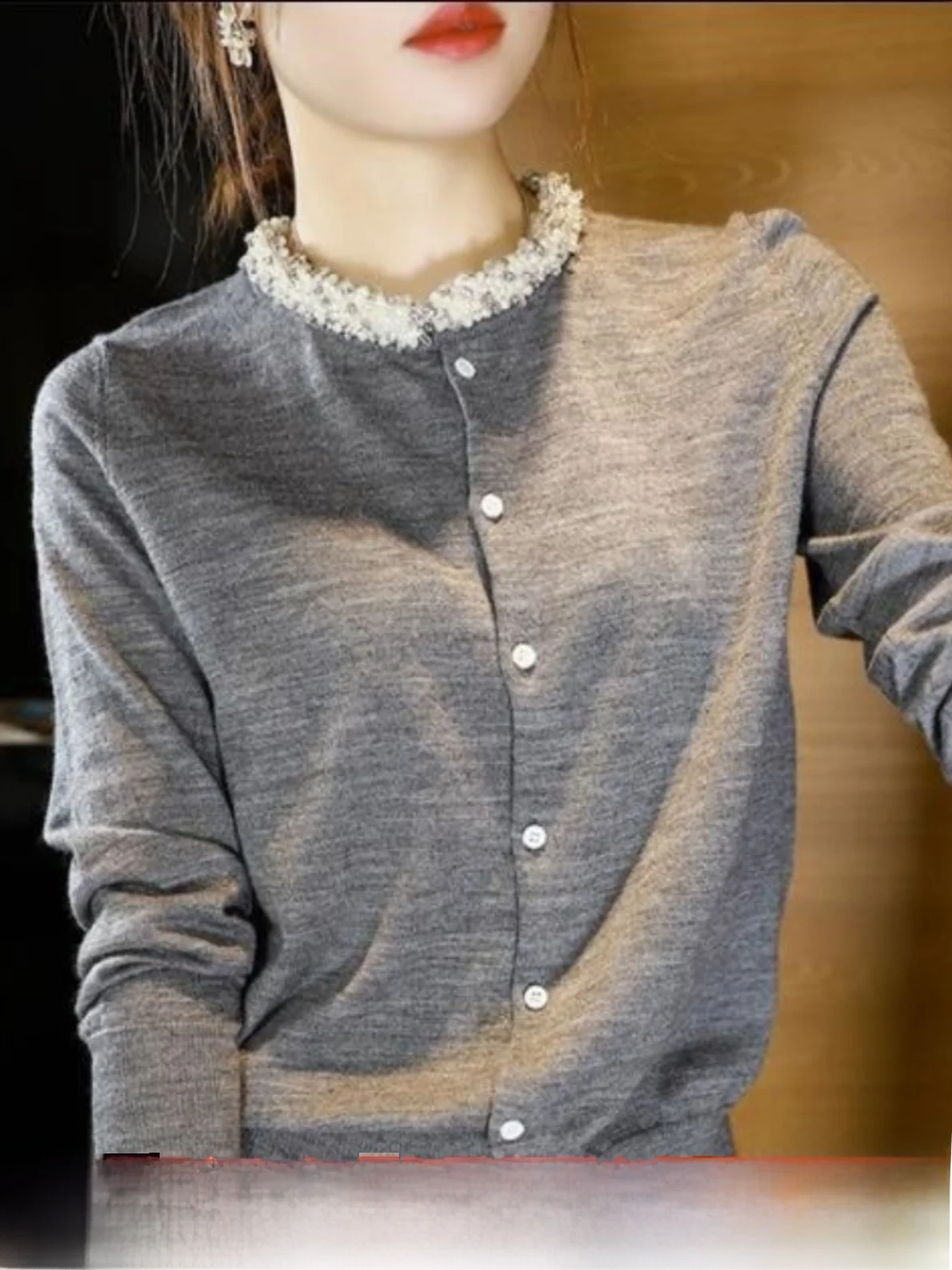 

ay Woolen Knitted Cardigan Women's Loose Fit Long Sve Regular Length Commute Sle Pure Color Open Front Sweater