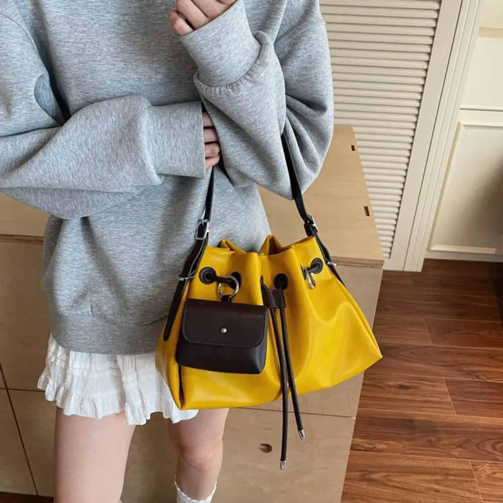 لطيف الكورية نمط الرباط دلو حقيبة يد بلون بولي PU حقيبة كتف يده أسطواني حقيبة كروسبودي عامل المكتب #2