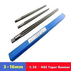 HSS extension 1:50 taper machine reamer 3-16mm, manual reamer for machine tool hole expansion and precision cutting