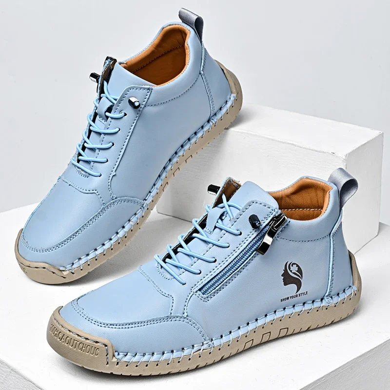 

Lady's New Large-size Casual High-top Boots, Hand-sewn Ankle Boots, Anti-slip and Durable Women's Boots