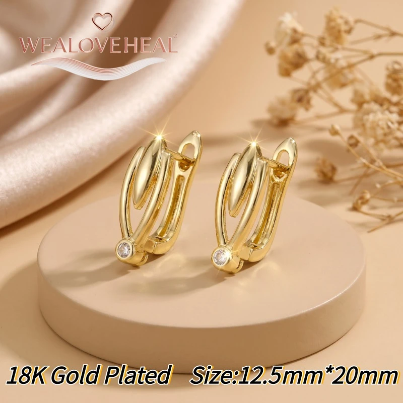 schmuckherstellung zubehör，Luxuriöse 18K Gold/Rhodium plattierte Leverback-Ohrringkomponenten aus Messing mit Pavé-Zirkonia, blauen Edelsteinen und gedrehten Ohrringhaken für DIY-Schmuckherstellung – Detail 19