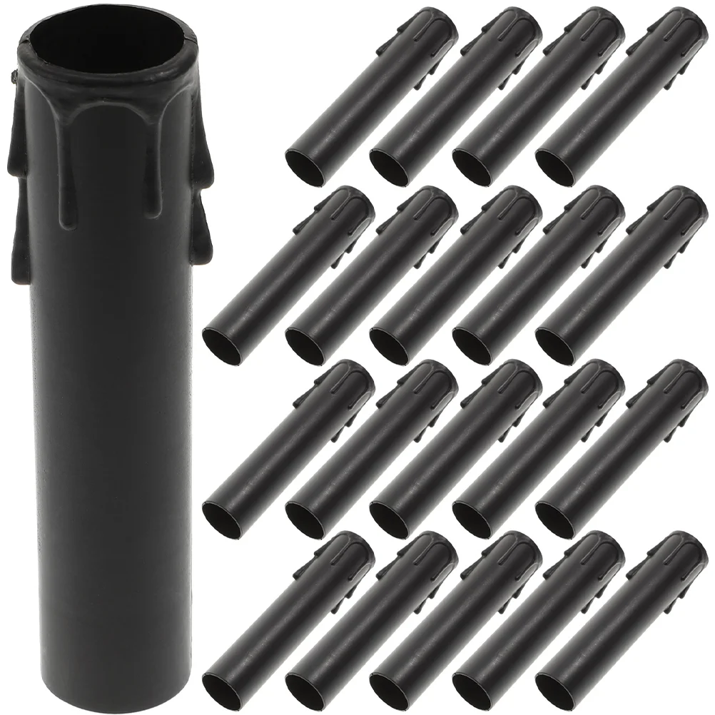 

24 Pcs Holder Tear Tube Lamp Replacement Parts Socket Chandelier Holders Black Covers Sleeves Tall