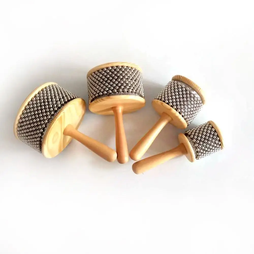 

Stainless Steel Beads Wooden Cabasa Wooden Handle Music Education Percussion Hand Cabasa Rhythmic Toddlers Hand Crank Toy