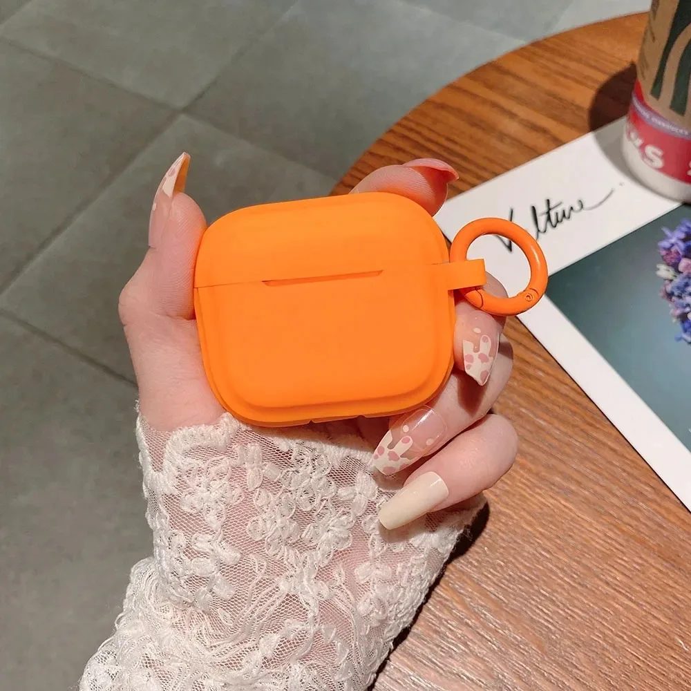 Soft Silicone AirPods Case with Carabiner Keychain Protective Cover for AirPods 4 Pro 3 Pro 2