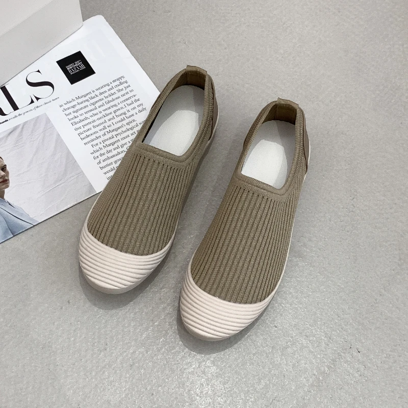 Letnie damskie buty wulkanizowane wygodne damskie płaskie buty tkackie płaskie buty wsuwane na kobiece buty płytkie usta Zapatos