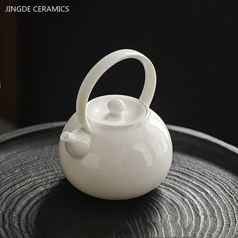 Chinese Dehua White Porcelain Teapot Handmade Filter Beauty Kettle Home Tea Accessories Custom Tradition Ceramic Tea Infuser