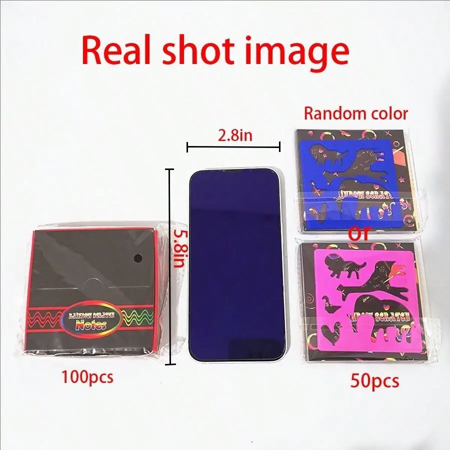 50pcs Rainbow Scratch Art Kit - Unleash Hidden Designs with VibrantColors - Creative Painting Paper Board for Endless Fun