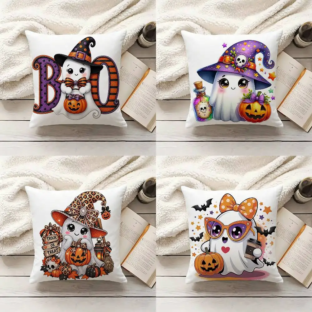 S-Sparkling Ghost pattern Various Sizes Square Pillow Case For Car Home Bedchamber Decor