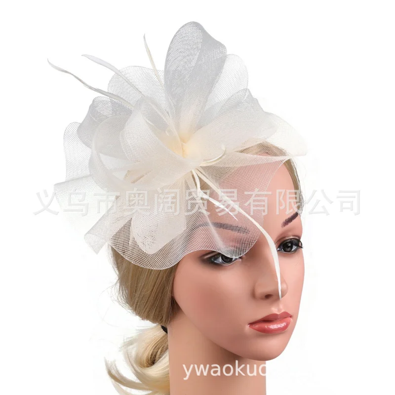 

Hot-Selling Feather Mesh Headpiece Flower Bride Banquet Feather Hair Flower Hair Accessory