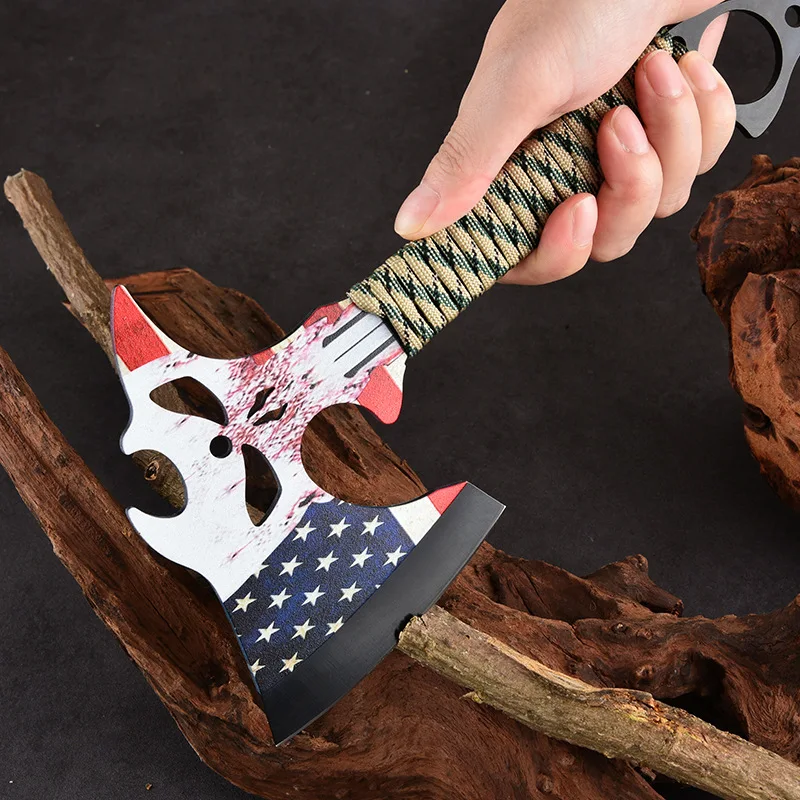 Outdoor Portable EDC Multifunctional Skeleton Tactical Axe Stainless Steel Camping Car Emergency Window Breaking Tool