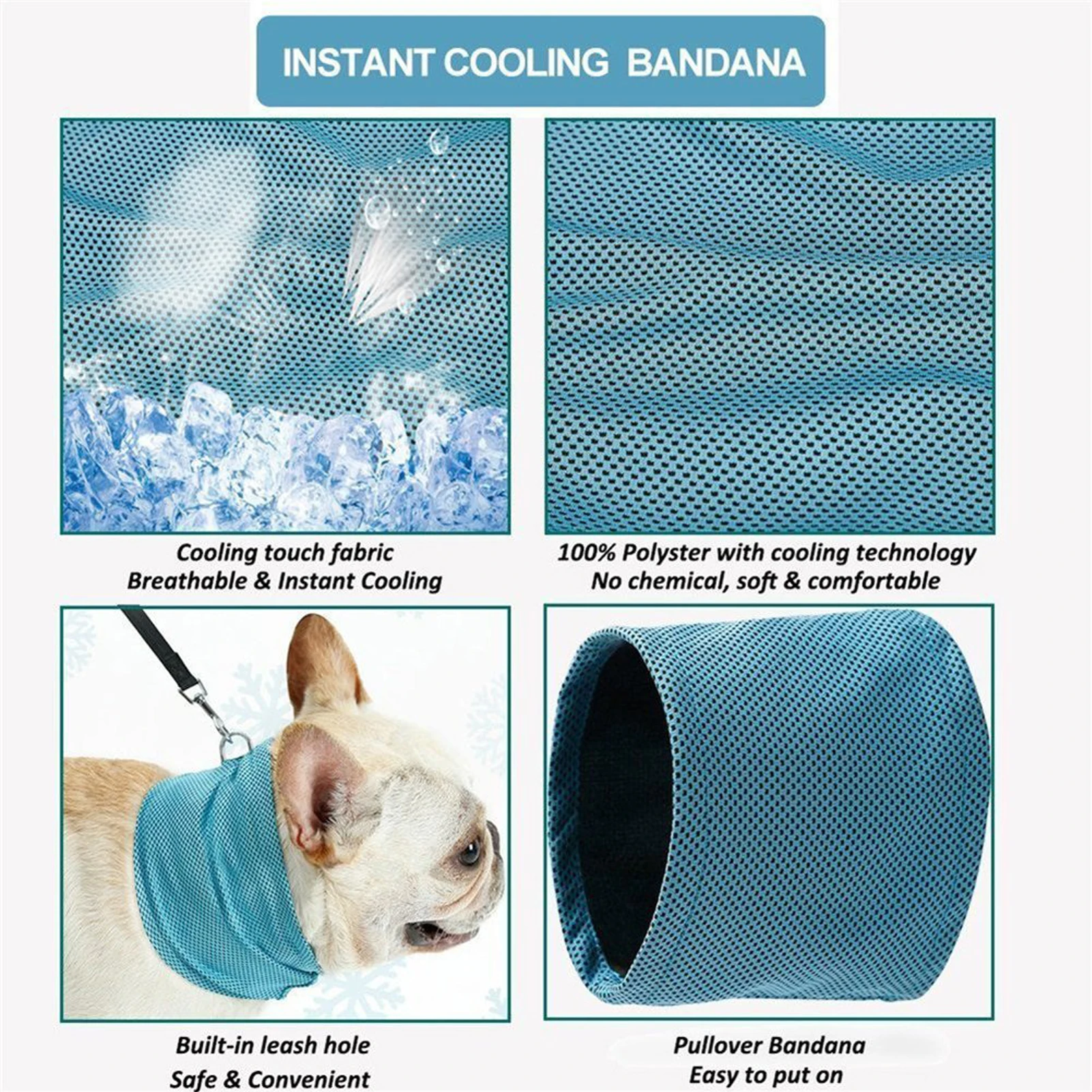 Pet Cooling Scarf Self Cooling Dog Bandana Refreshing Ice Bandana Instant Cooling Towel Breathable Heat Dissipation Scarf Ice