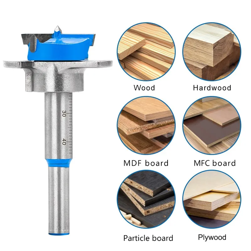 XCAN Forstner Drill Bit 15-35mm Carbide Tipped Drill Bit Set Adjustable Core Drill Boring Bit Woodworking Tool Hole Saw Cutter