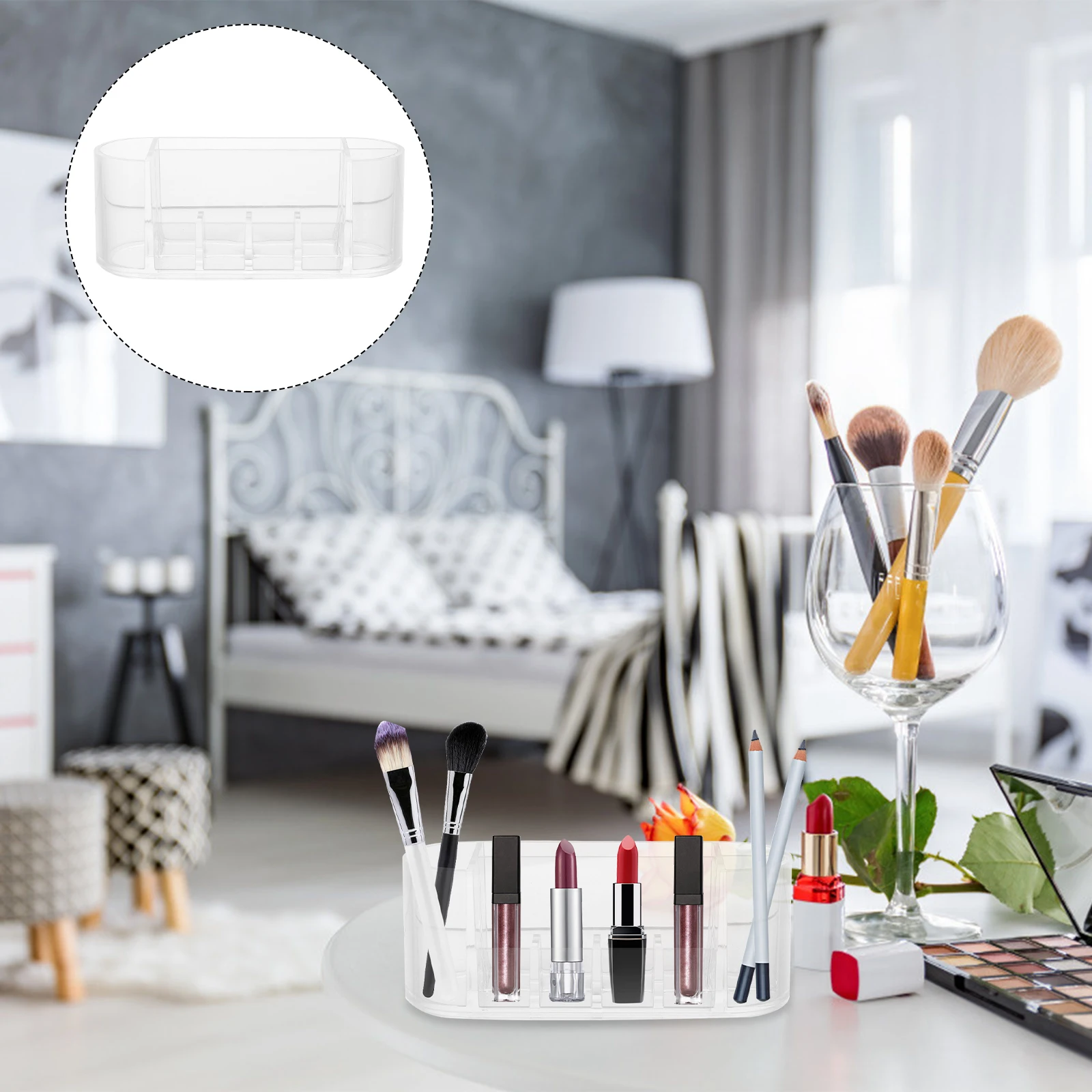 

Makeup Brush Storage Rack Transparent Acrylic ganizer Large Capacity Desk Accessories Holder Multiple Grids Design Case