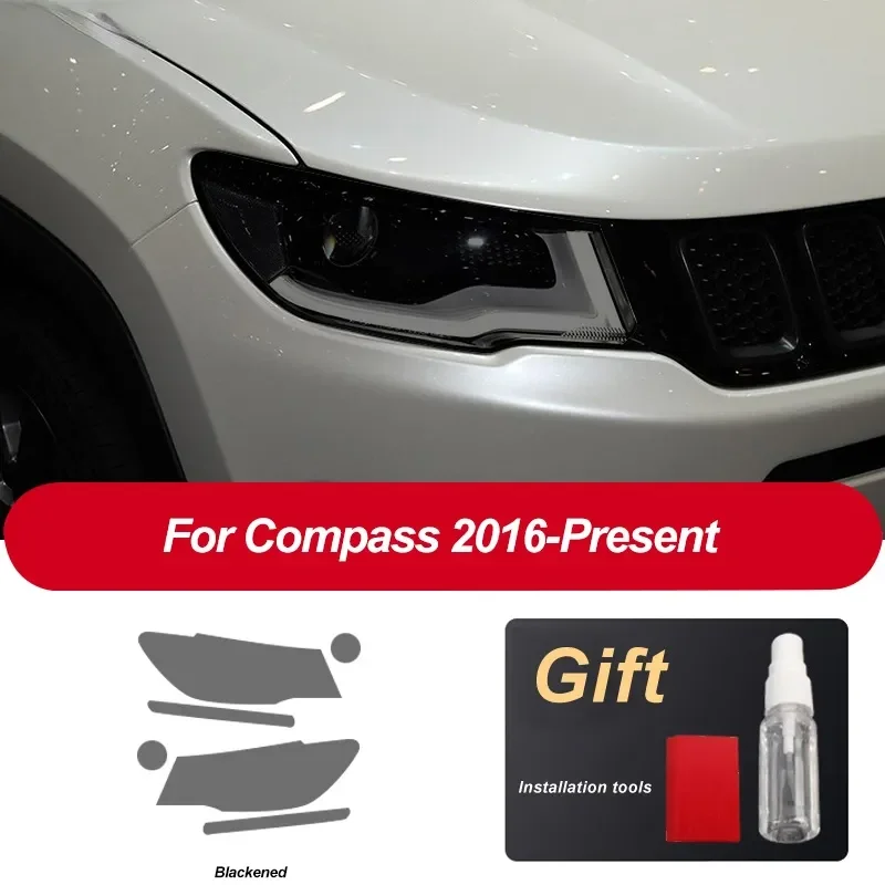 

2 шт. для Jeep Compass 2017 2018 2019 2020, аксессуары, защитная пленка для фар автомобиля, прозрачная черная наклейка из ТПУ