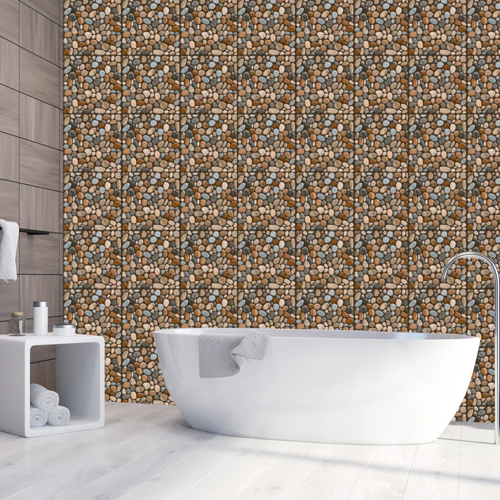 

20pcs Retro Cobblestone Floor Stickers Vintage PVC Wall Tile Decals Home Decor Easy Apply Remove Smooth Surfaces Simulation