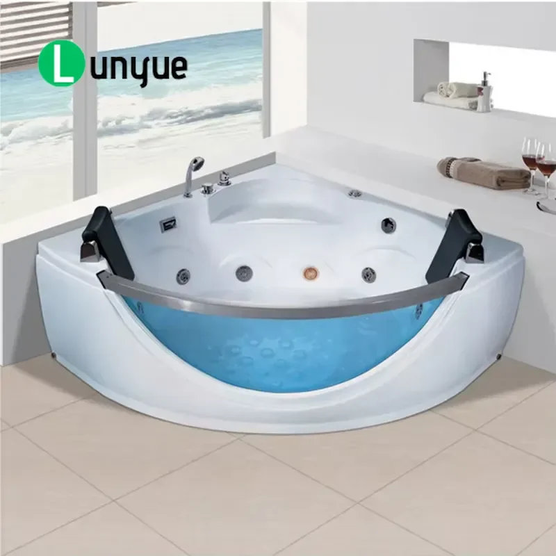 1.6M Acrylic Curved Bathtub with Nozzle Massage Spa Tub for Bathroom Relaxation