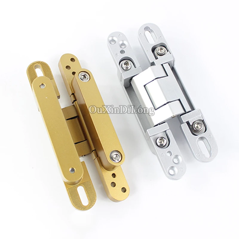 New 2PCS Adjustable Invisible Hidden Thin Door Hinge Heavy Cross Concealed Folding Door Hinge Caravan Worktops DIY Project Hinge