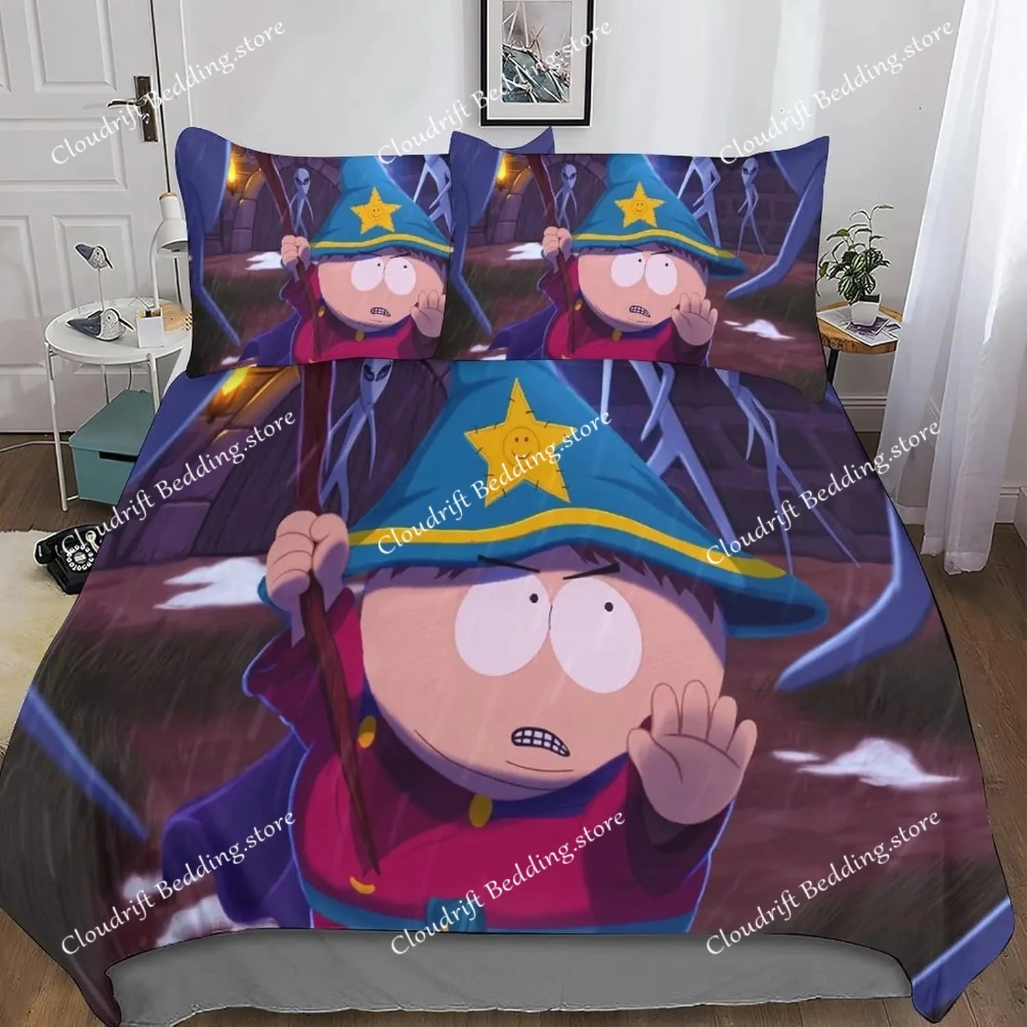 Exquisite 3D South Park Wallpaper Cute Cartoon Digital Printing Bedding Set Duvet Cover Comforter Bed Youth Kids Girls Gift