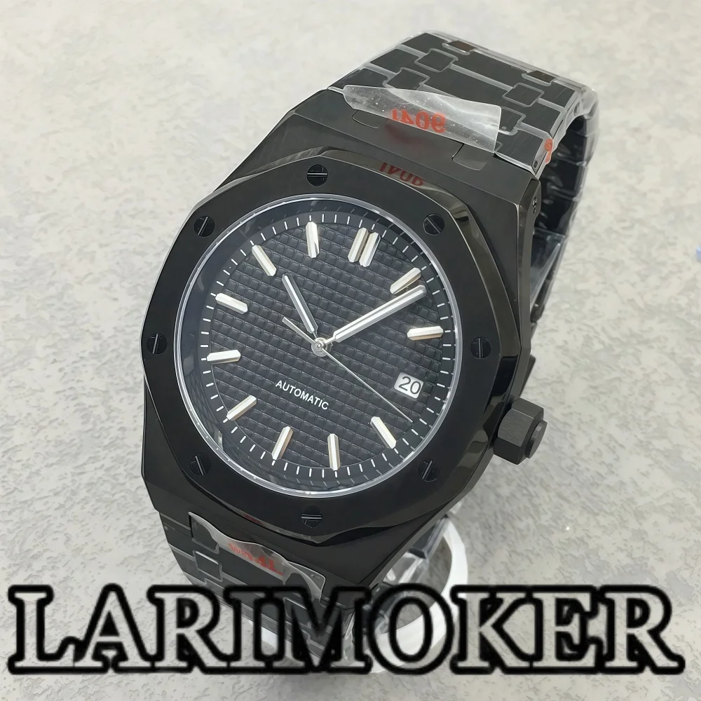 LARIMOKER 41MM Men's Mechanical Watch NH35 Automatic Movement Sapphire Glass Stainless Steel Case Luminous Dial Waterproof Watch