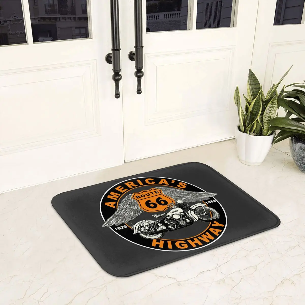 Biker Route 66 Mother Road American Doormat Anti-skid Bath Mats Home Entrance Rugs Kitchen Bedroom Carpet Outdoor Footpad