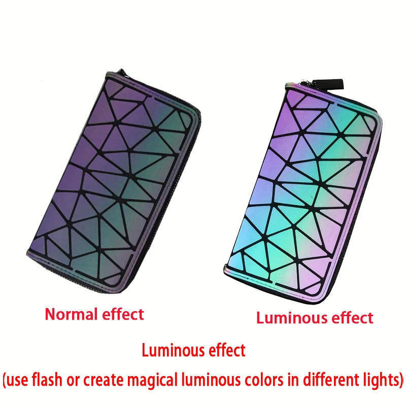جديد السيدات مضيئة المحفظة اثنين أضعاف سستة المحفظة المحافظ النساء محافظ هندسية بطاقة الائتمان حقيبة الأزياء محفظة نسائية للعملات المعدنية