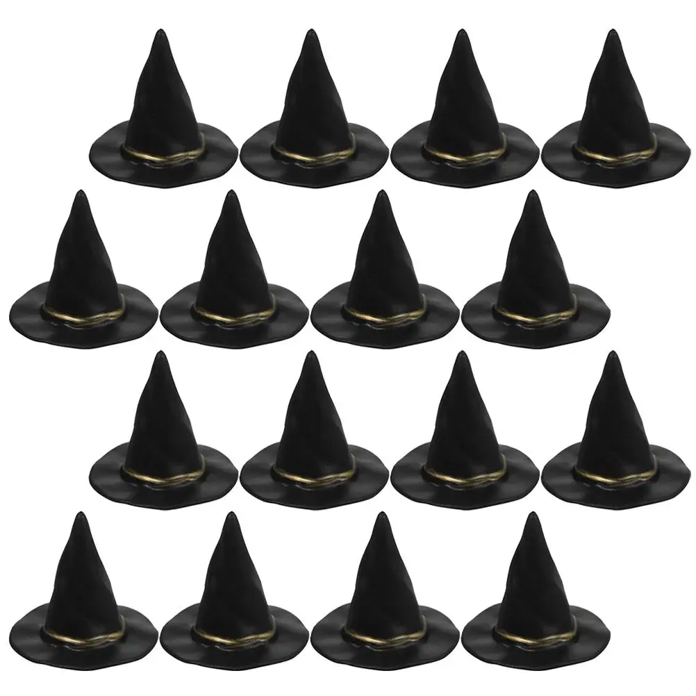 12 Pcs Mini Hats for Crafts Tiny Witch Halloween Miniature Black Plastic Office