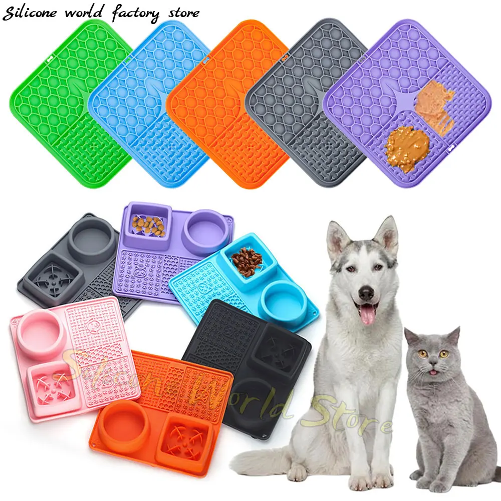 

SW Multi Functional Pet Licking Pad Dog Cat Lick Silicone Mat Pet Slow Food Plate for Dogs Bathing Distraction Food Feeding Bowl