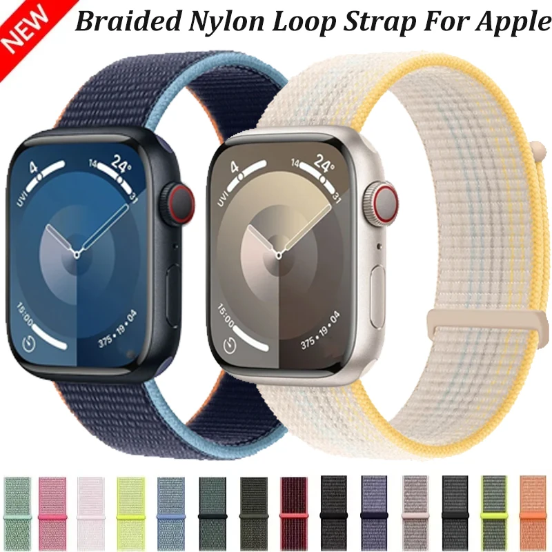 

Плетеный нейлоновый ремешок для Apple Watch 11, 10, 9, 8, 7, 45 мм, 41 мм, 42 мм, 46 мм, Ultra 3/2/1, 49 мм, браслет для iWatch 6, 5, SE, 44 мм, 40 мм