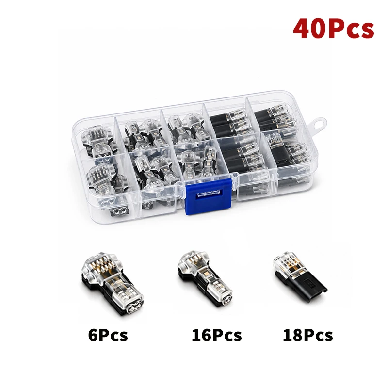 90PCS Electrical Wire Connector Assortment 1/2/3 Pin No Strip Inline and T Tap Splice for LED Strip Low Voltage Wiring view 3