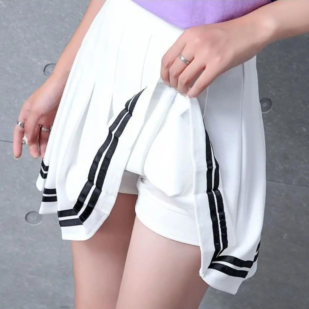 New Vintage Korean Pleated Skirt Gothic Style Black White High Waist Skirt Short JK Uniform Skirt School Girl