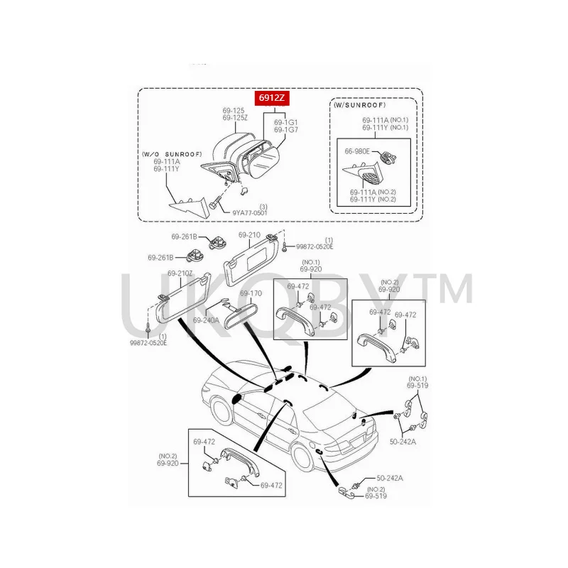 GV2H6918Z Suitable for Ma zd a 6 Driver's cabin rearview mirror, reflective mirror, reverse mirror