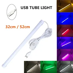 Luz de Tubo LED USB, Faixa Rígida, Barra, Leitura, Livro, Secretária, Luz Noturna, Lâmpada do Armário, 2835, SMD, 32cm, 52cm, 5V