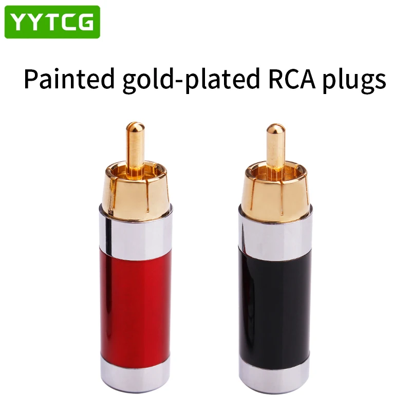 

4pcs Gold Plated RCA Connector RCA Male Plug Adapter Video/Audio Wire Connector Lockable Adjustable Audio Plug Rca Male Plug